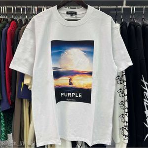 Purple Jeans T-shirt Designer Hommes Femmes Inset Purse Mode Chemise Col Régulier Nouveau Style Fit Coton Imprimer Tops US S-Xl Plus Couleur Violet Marque Tshirt 583