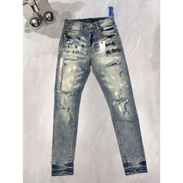 Paarse jeansbroeken Designer Jean Jeans met rechte pijpen, laagbouw broek Recht ontwerp Retro streetwear casual joggingbroek Denim cargobroek hiphop 77