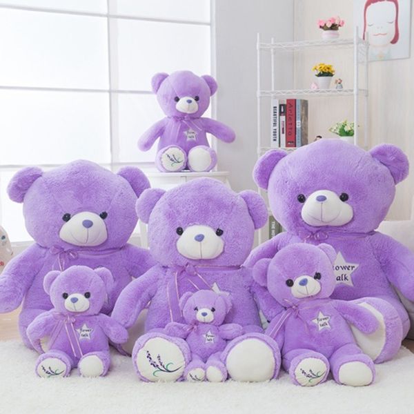 Purple lavande ours en peluche jouet câlin ours en peluche en peluche en tissu de tissu de poupée d'anniversaire qixi cadeau de Noël