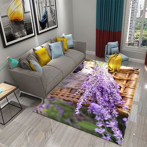 Carpets de fleurs de lavande violet mer romantique de fleurs tapis pour la chambre à domicile tapis de sol de salle de bain paillasson d'entrée