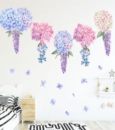 Purple Lavender Hortengea Fleurs Stickers muraux enfants Girls Chambre fond de chambre Tatouage Home Decor Wall Decals Art Hanging Mural7337532