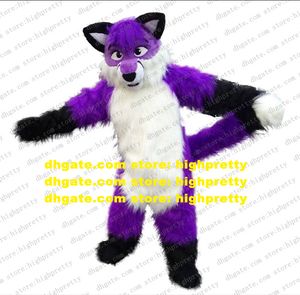 Purple Long Bury Furry Wolf Mascot Costume Fox Husky Dog Fursuit Catoon Character Marketing Promoties Fancy high-end ZZ8195