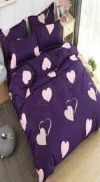 Purple Love Imprimé Couette de couette Set King Queen Twin Twin Double Full Single Taille Ensemble de draps de lit Super Soft pour Home Quilt T27959857