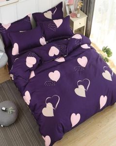 Ensemble de housse de couette imprimé amour violet roi reine double double complet ensemble de literie taille unique ensemble de draps super doux pour couette à la maison T29469078
