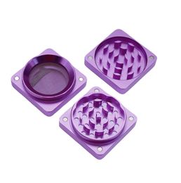 Purple Matte Sharp Stone Broyeurs à tabac accessoires pour fumeurs 60mm 4 parties herbe Broyeur carré cnc dents filtre net couleurs d'herbes sèches