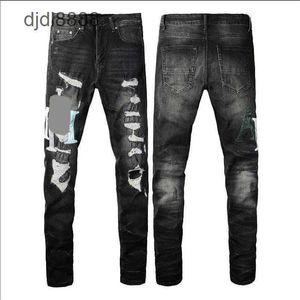 Purple Men Designer Mens Skinny Jeans Luxury Designer Denim Pant Ripped Ripped Biker Black Blue Jean Slim Fit Motorcycle # 130