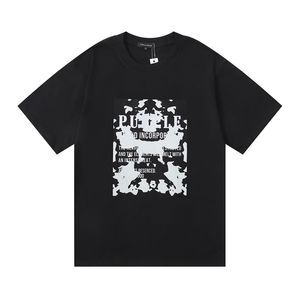 Camisetas moradas para hombre, ropa informal estilo Hip Hop de algodón con estampado de letras y flores, camisetas de gran tamaño para hombres y mujeres, camisetas 839