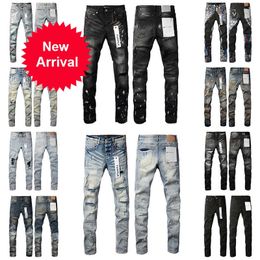 Paarse heren hoogwaardige jeans modeontwerp noodlijdende fietsers dames denim lading voor mannen zwarte broek g