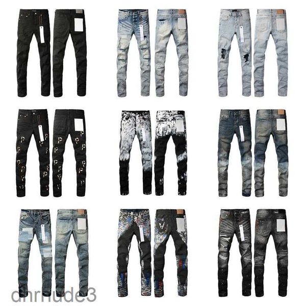 Púrpura para hombre Jeans Diseñador Pantalones largos apilados Ksubi Ripped High Street Brand Patch Hole Denim Straight Fashion Streetwear Silm CG8Q NCQ2