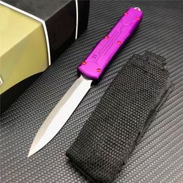 Púrpura Micro tech Bounty Hunter Cuchillo automático D2 Material de la hoja Aluminio de aviación Hnadle Herramienta para acampar al aire libre Entretenimiento Coleccionables Regalo BM 4600 UT85