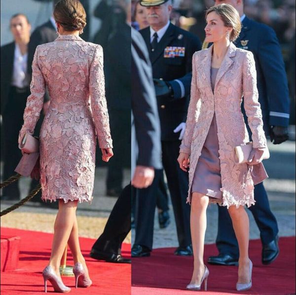 Robes de mère de la mariée violettes 2 pièces tenue manches longues en dentelle appliques robes de soirée sur mesure au genou vestes d'invité de mariage