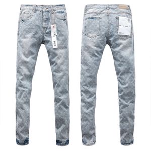 Paarse nieuwe jeans American High Street Trendy Brand Fashion Letter Gedrukte broek jeans