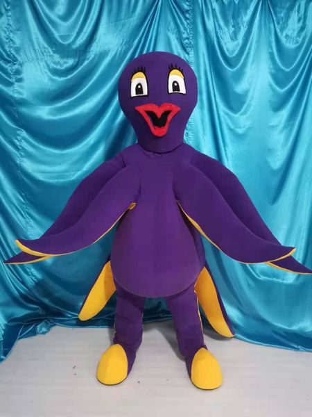 Costume de mascotte de poulpe violet, déguisement pour Halloween, fête de carnaval, personnalisation de support