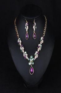 Pendentif en strass violet ou bleu, collier, boucles d'oreilles, ensemble de bijoux, bijoux à la mode, robe de mariée, ensembles de bijoux68758857328851