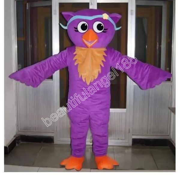 Disfraz de mascota de búho morado traje de personaje de dibujos animados traje de fiesta de Halloween al aire libre carnaval Festival vestido de lujo para hombres y mujeres
