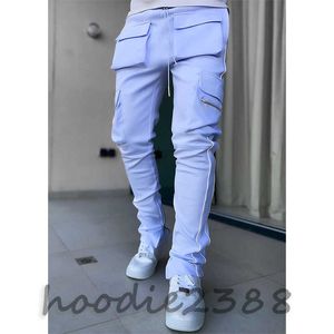 Pantalon violet pantalon Cargo printemps et automne homme Stretch multi-poches réfléchissant droit sport Fitness pantalon décontracté Joggers