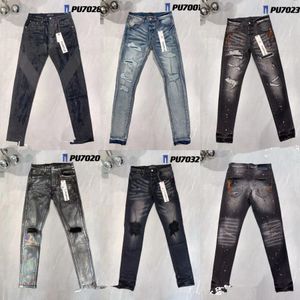 Paarse broek mannen jeans ontwerper broek voor heren zwart 2023 nieuwe stijl borduurwerk zelfteelt en kleine voeten mode dames