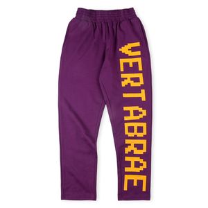 Pantalon violet vertabrae lettre imprimer pantalon pantalon hommes femmes tissu lourd joggers joggers pantalon cordon us taille 24SS