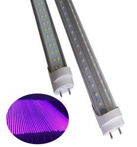 Paars Roze T8 Geïntegreerde V-vormige UV LED Zwart Licht UVA 395NM 405NM LED Buis 1Ft 2FT 3FT 4FT 5FT 6FT 8FT 395NM 400NM Ultraviolet8679331