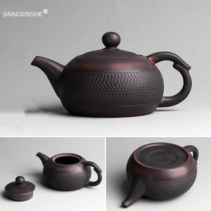 Pot de poterie violet théière Kung Fu en céramique théière faite à la main petite théière bouilloire à thé 240315
