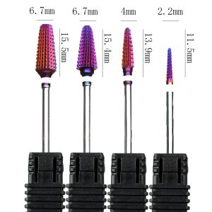 Purple Pro Carbide Tungsten 5 po IN 1 Bit de perceuse à ongles Bit de foret à coupe droite à la forme droite pour gel à ongles acrylique