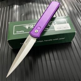 Purple Pro-Tech 920 Godfather Knife Flipper Tactical Automatic Knifes Outdoor Hunt Camp Rescue Survival Auto Tactical Knives 3407 EDC Tools