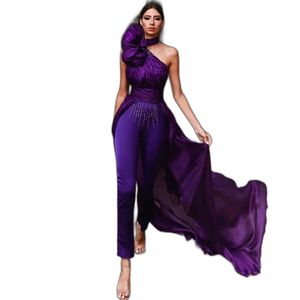Robes de bal violettes col licou froncé surjupe femmes combinaisons cheville longueur occasion robe de soirée robes de soirée