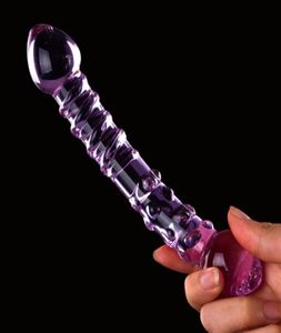 Purple Pyrex Crystal Dildo Glass Sex Toys Penis Penis Anal Femme Toys For Women Massager corporel9328639