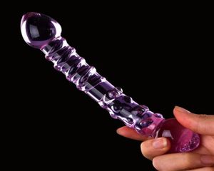 Purple Pyrex Crystal Dildo Glass Sex Toys Penis Anal Female Toys pour femmes Masseur corporel9939243