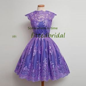 Purple Echte Foto's Scoop Applicaties Korte Prom Dresses A Line Homecoming Jurk Cocktail Party Jurken Plus Size