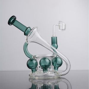 Violet Recycler Verre Bong Dab Rig Narguilé Perc Pipe À Eau Plates-formes Pétrolières Tuyau Fumer Accessoires Bongs 14mm Joint avec Banger