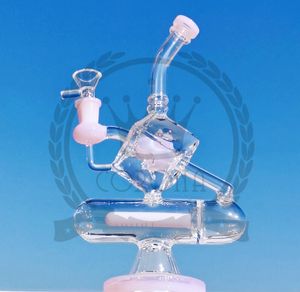 Purple Recycler hookah Toro Glass Dab Rig Macro Glass Bong bubbler tuberías de agua bongs embriagadores dab rig percola púrpura