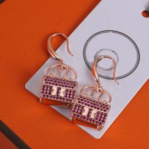 Purple Rhinestone Charm oorbellen Fashion Bag Designer oorbellen voor vrouwen Valentijnsdag Gift Designer Sieraden