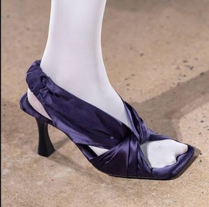 Sandales violettes jaune été noir gladiateurs mode talon haut soie satin femmes pompes dames sandale
