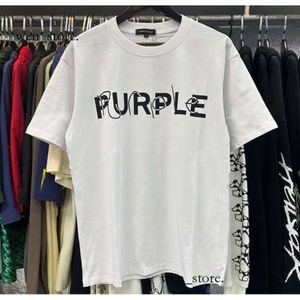 Shirt Purple Top Quality Couple 24SS Summer Designer For Men Purple Brand T-shirt Men Femmes Encart Crewneck Collier Fit Cotton Print Cotton Tops US S-XL More Color 872