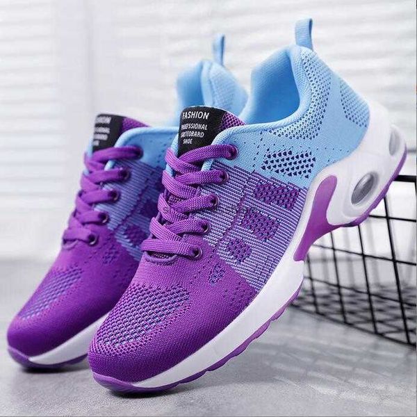 Purple Shoes Femmes 2022 Commerce extérieur Nouvelle chaussure décontractée respirante chaussures de mère légères à lacets coussin d'air baskets de sport transfrontalières oo1