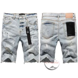 Jeans de shorts violets luxe y2k mens concepteur jeans arc-en-ciel arc-en-ciel hip hop décontracté knoues courte leng