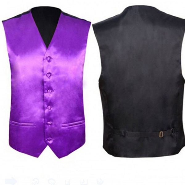 Robe en soie violette gilet hommes marque Slim Fit col en V gilet en Satin mâle décontracté fête de mariage smoking gilets Chaleco Hombre 220725