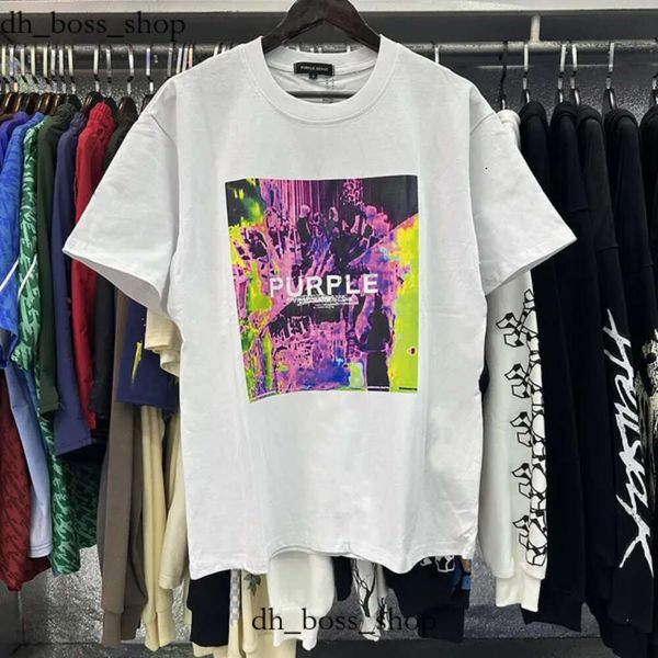 Camisetas de diseñador de manga púrpura TEES Fashion Splash Ink Graffiti Camiseta con estampado Short Men Algodón de algodón Capital Hip Hop Streetwears Camisetas Euro Size S-XL Purples 895