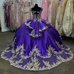 Paarse vlekprinses Quinceanera Dresses 2023 Luxury kristallen Appliques veter korset Prom Sweet 16 Vestidos de 15 anos