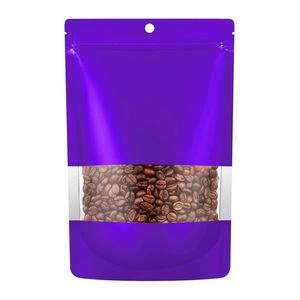 Sacs auto-scellants violets en papier d'aluminium mat avec fenêtre, pochette refermable thermoscellable pour organisateur de stockage des aliments LX4327