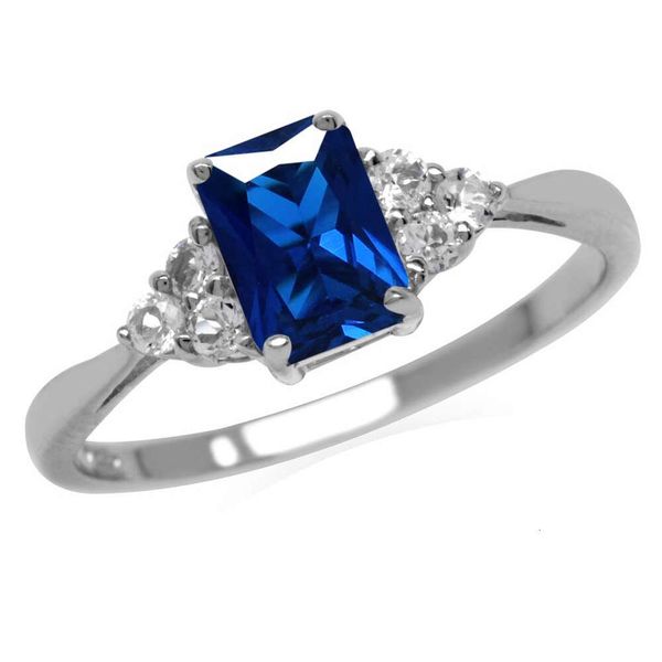 Étoile violette 14K GOR BLANC DE plus de 925 saphir bleu coupé en argent sterling coupé avec une baguette en diamant pour femmes hommes