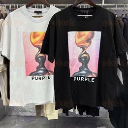 Purple Summer Mens T-shirt Designer Modèle Lettre Imprimé Marque De Mode Femmes Lâche Couple Rue Hip Hop T-shirt À Manches Courtes S-XL