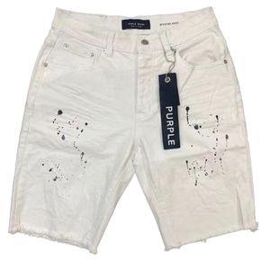 Purple Summer New White Splash-Ink Denim Shorts Version coréenne masculine de la tendance de High Street cinq pantalons moyens décontractés