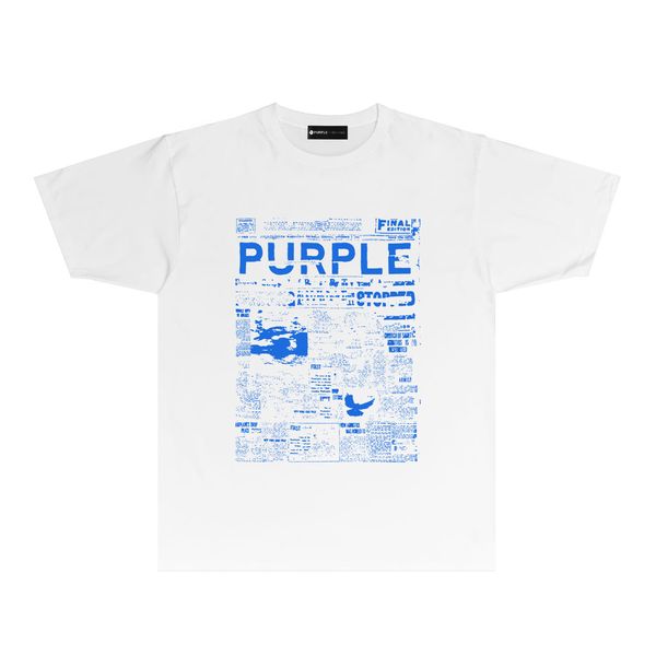 T-shirt violet T-shirt design pour hommes et femmes marque tendance PUR058 Journal imprimé T-shirt à manches courtes taille respirante S-XXL