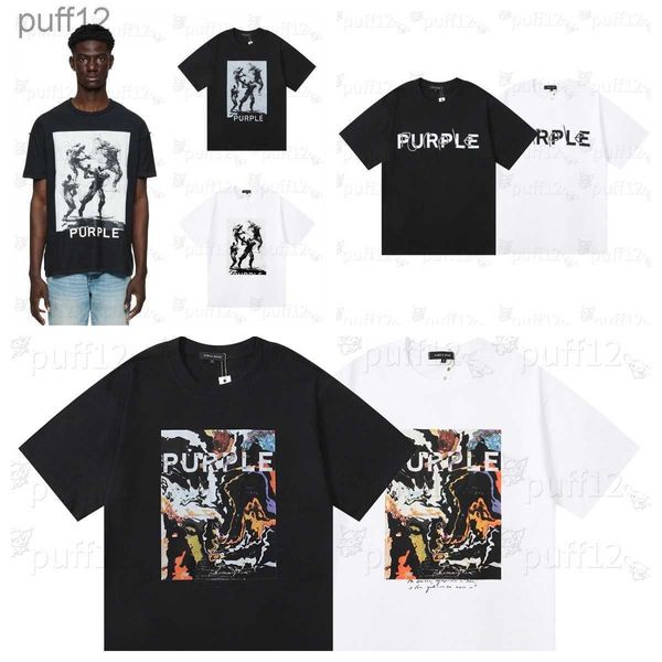 Purple T-shirt Mens Designer T-shirt 2024 Nouveau Summer Loose Casual 100 Coton Shirt Graffiti Mink Fun Alphabet Print Sketch Huile de peinture Huile Table