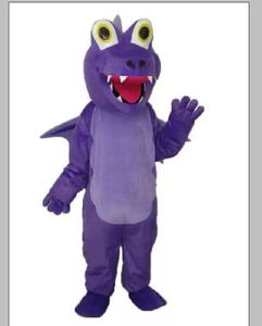 Costume de mascotte de dragon d'épine pourpre Vêtements de dessin animé de fête d'anniversaire d'Halloween pour adultes