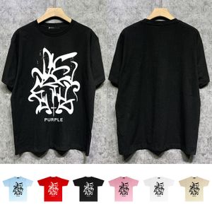Camiseta morada, camiseta de diseñador para hombres y mujeres, camiseta para hombre PUR043, camiseta de manga corta con estampado de bocetos abstractos, talla de marca de tendencia S-XXL