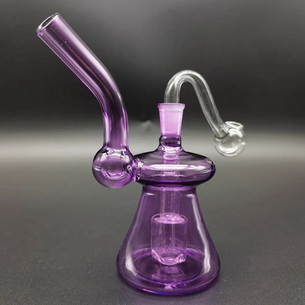 Tubo de agua púrpura Bubbler Quemador de aceite Bong de vidrio Tubos de mano Hookahs Dab Rig Blunt Bubblers Reciclador Agua mejor calidad O ZZ