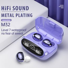 Violet sans fil Bluetooth écouteurs stéréo Sport tactile TWS casque 5.1 écouteurs avec microphone batterie externe 2000mAh M32